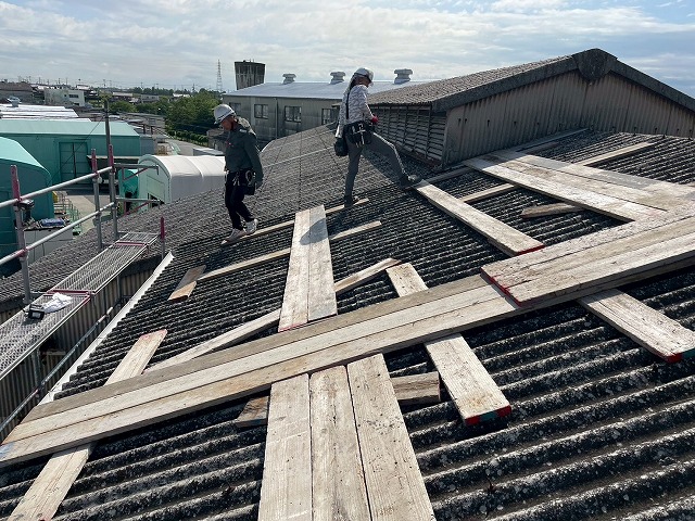 姫路市　工場屋根工事　部分補修作業